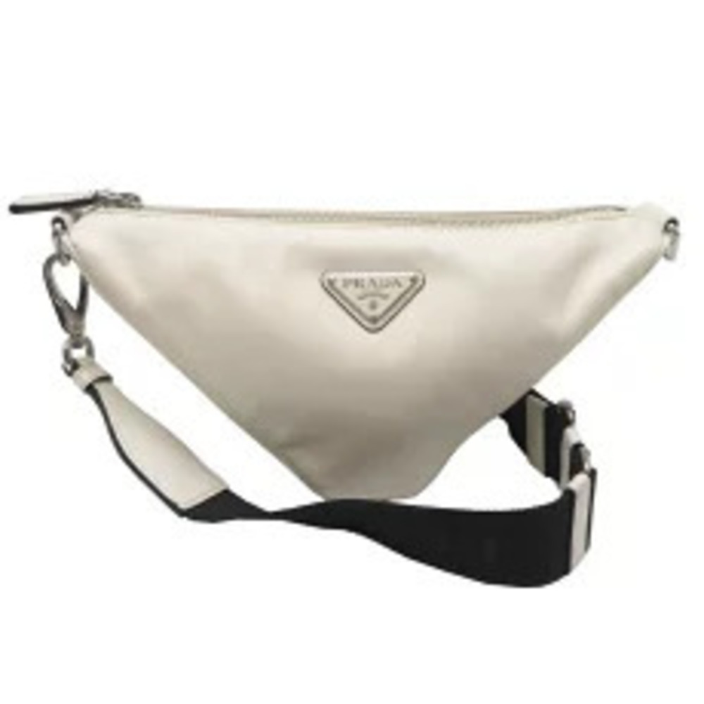 Prada Triangle Shoulder Bag Leather White